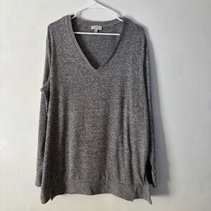 Lucky Brand Heathered Gray Oversized Comfy Loungewear Knit Top XL